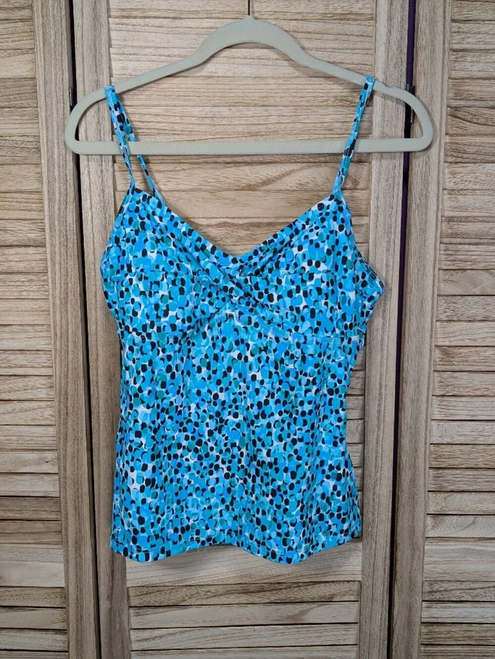 Croft & Barrow Blue Speckled Spaghetti Strap Tankini Size 14